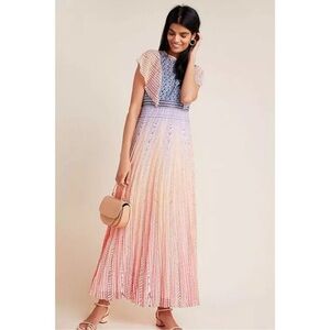 NWT Anthropologie Geisha Designs Savita Pleated Maxi Dress Size 2